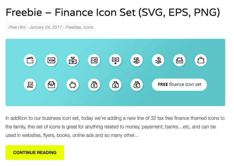 Another image showing a website using a “Continue Reading” link