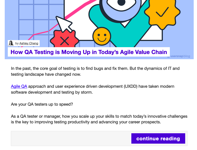 Website using a “continue reading” link